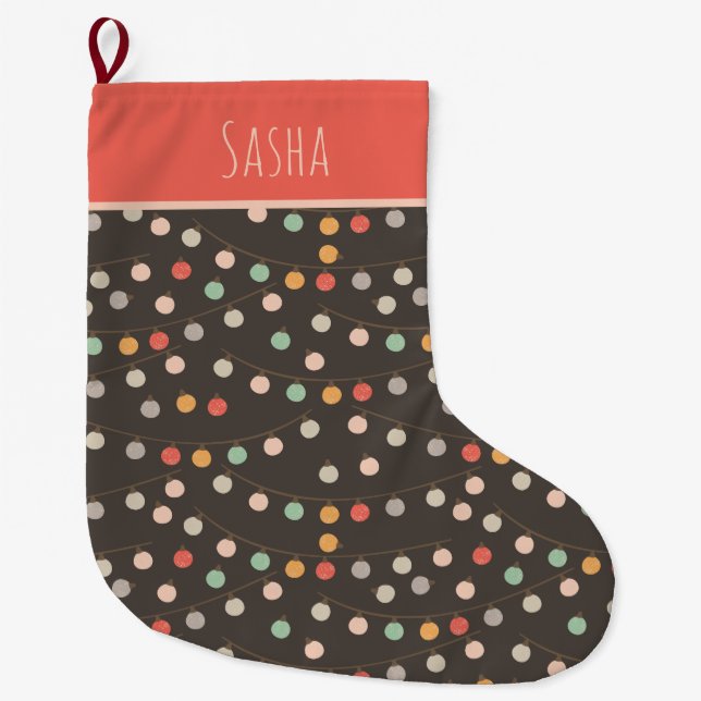 Peachy Rosa jul Ljus Stor Julstrumpa (Framsidan)