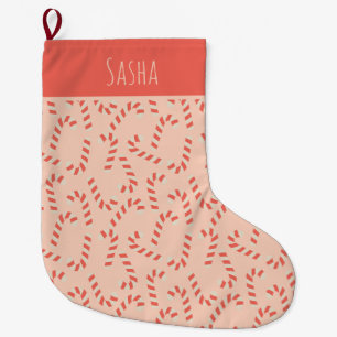 Peachy Rosa Jul Polkagrisar Stor Julstrumpa