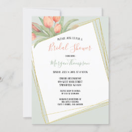 Peachy Rosa & Mint Vår Tulips Möhippa Inbjudningar