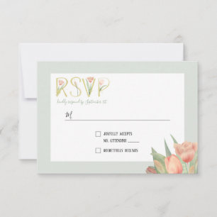Peachy Rosa & Mint Vår Tulips OSA Kort