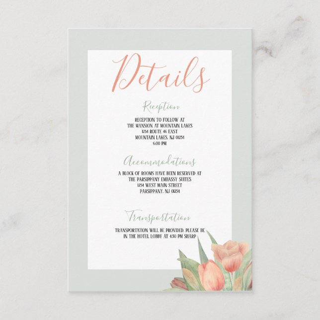 Peachy Rosa & Mint Vår Tulips Tilläggskort (Framsida)