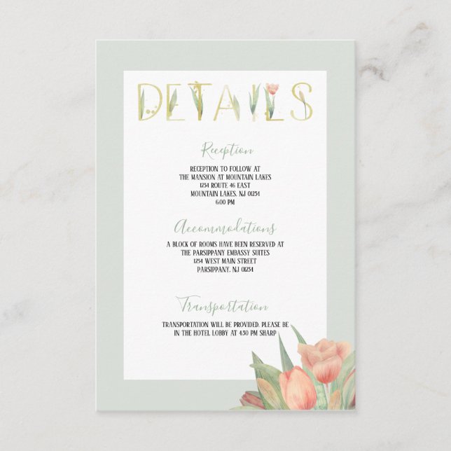 Peachy Rosa & Mint Vår Tulips Tilläggskort (Framsida)