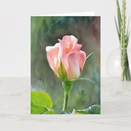 Peachy Rosa ros Bud Art Note Card Tack Kort