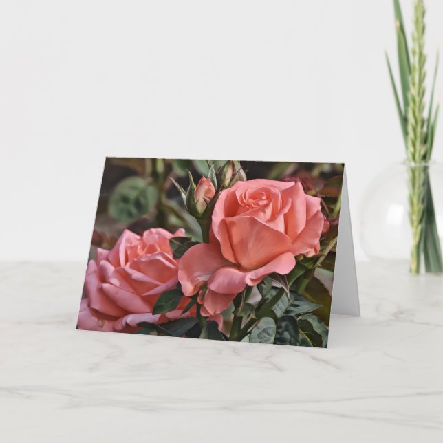 Peachy Rosa ros Note Card Kort (Framsida)