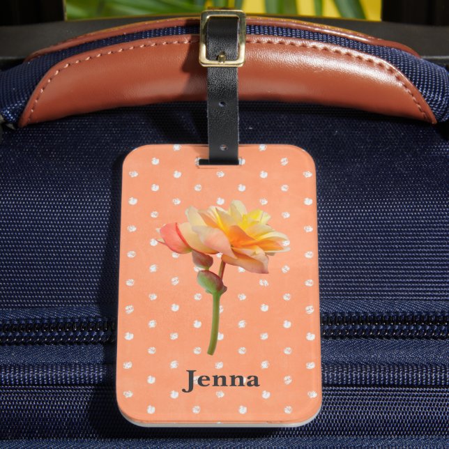 Peachy Söt Begonia Polka Dot Bagagebricka (Framsida Insitu 2)