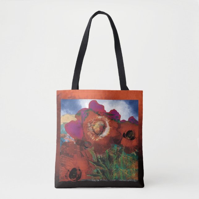 Peacin’ Poppies Tote Tygkasse (Framsida)