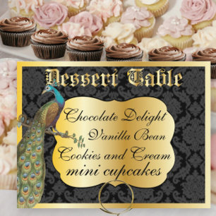 Peackcock Guld Dessert eller Candy Buffet Bord Sig Vykort