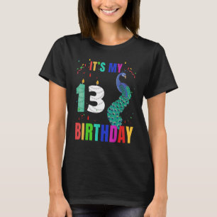 Peacock 13:e födelsedag (cute Birds Animal Graphic T Shirt