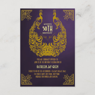Peacock 1920-talet artikel Deco 50:e födelsedagsin Inbjudningar