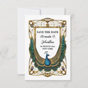 Peacock abstrakt art nouveau ram dekorativ spara datumet