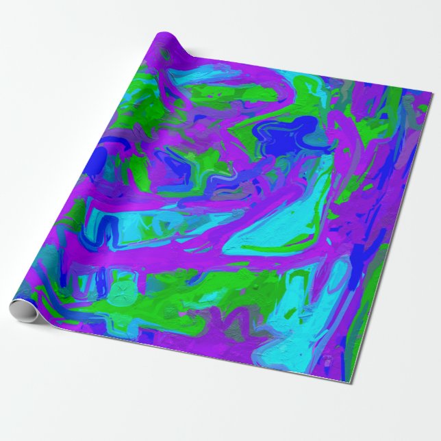 Peacock Abstrakt Watercolor Presentpapper (Utrullad)