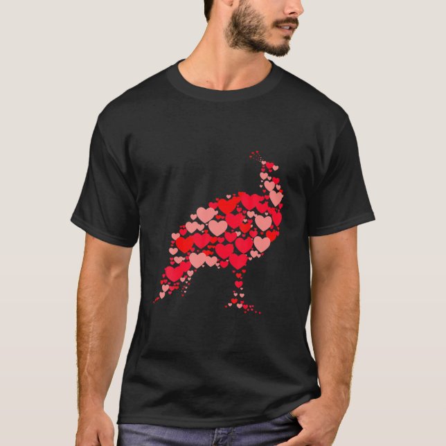 Peacock Älskare Cute Kärlek Hearts Animals Par Val T Shirt (Framsida)