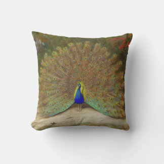 Peacock and Peacock Butterfly, Art Illustration Kudde