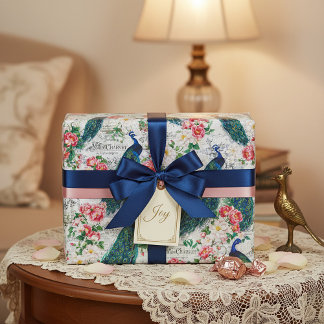 Peacock and roses presentpapper