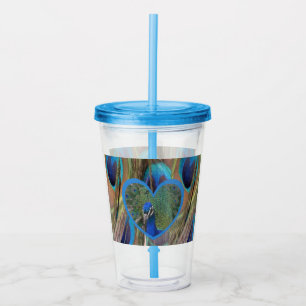 Peacock Ansikte i hjärtakrylisk tumlare Take Away Mugg