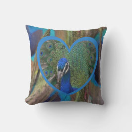 Peacock Ansikte i hjärtklappning Pillow Kudde