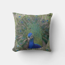 Peacock Ansikte med Feathers Pillow Kudde