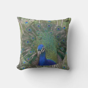 Peacock Ansikte med Feathers Pillow Kudde