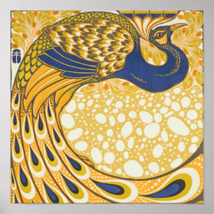 Peacock Antique Vintage Colorful Poster