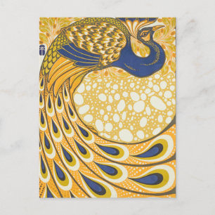 Peacock Antique Vintage Colorful Vykort