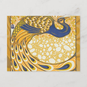 Peacock Antique Vintage Colorful Vykort