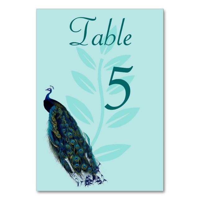 Peacock Aqua Bord Card Bordsnummer (Framsidan)