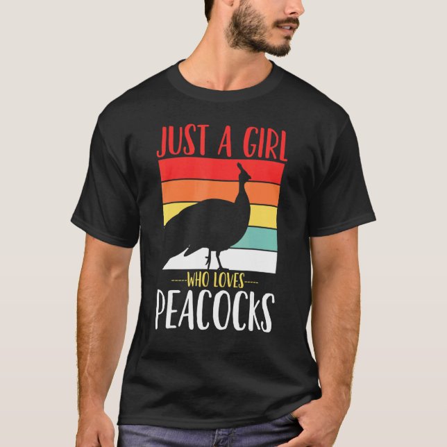Peacock är bara en flicka som Kärlek Peacocks Retr T Shirt (Framsida)