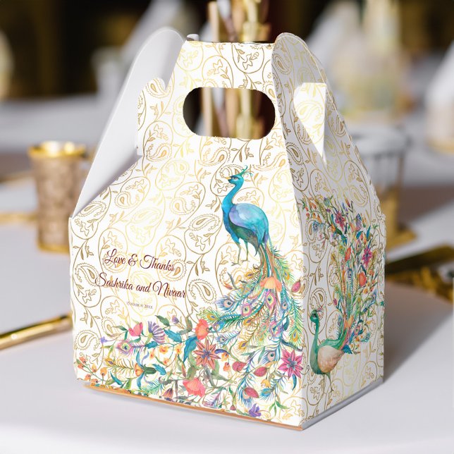 Peacock Arabian mönster indisk bröllopsgåva Presentaskar (Peacock Arabian pattern Indian wedding favor gift Favor Box peacock favors Indian wedding favors)