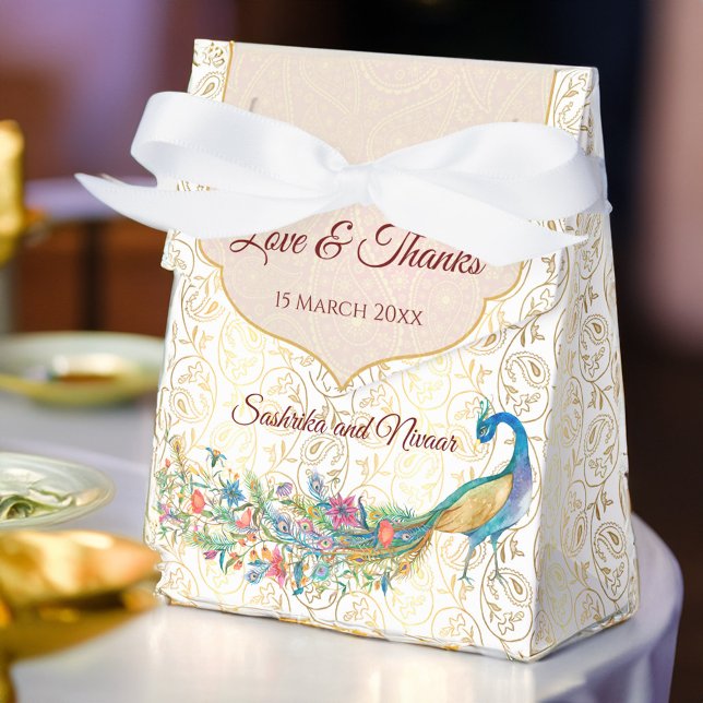 Peacock Arabian mönster indisk bröllopsgåva Presentaskar (Peacock gold Arabian paisley pattern Indian wedding favor gift Favor Box)