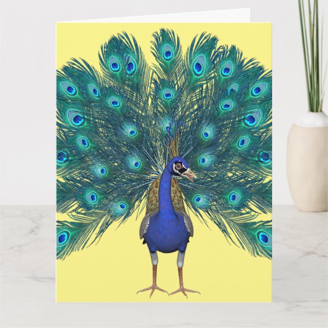 PEACOCK ART BIG BIRTHDAY GREETING CARD TACK KORT (Framsida)