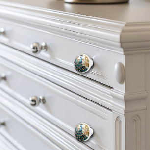 Peacock Art Deco Elegant Guld Turcos Knopp