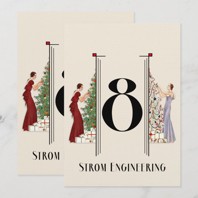 Peacock Art Deco Flair God jul Bordsnummer 8 (Fram/baksida)
