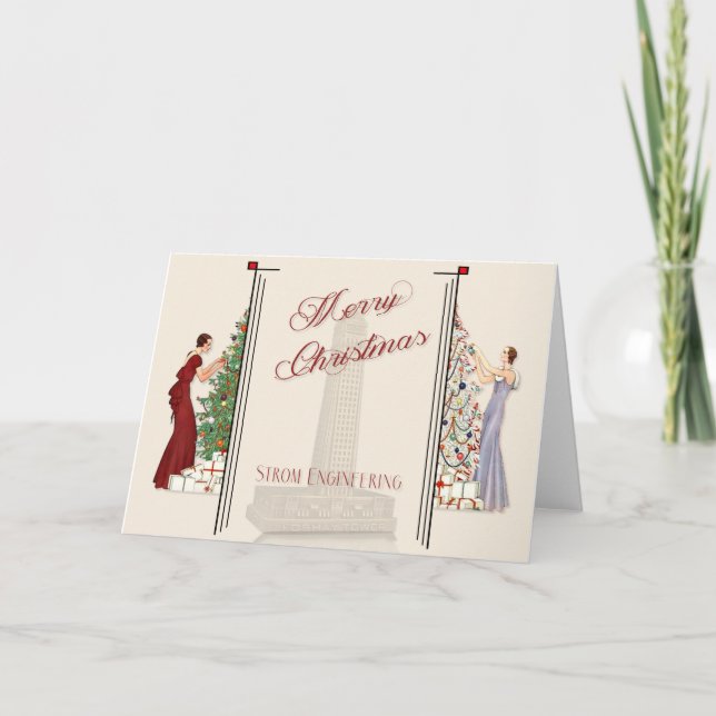 Peacock Art Deco Flair God jul Helgkort (Framsida)