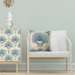 Peacock Art Deco Nouveau Butterfly Elegant Guld Kudde