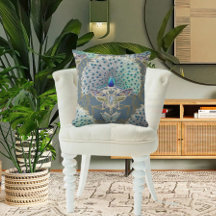 Peacock Art Deco Nouveau Slate Blue Butterfly