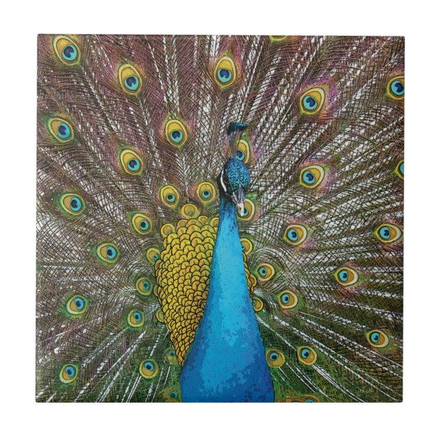 Peacock Art i Jewel Tone Färg Kakelplatta (Framsidan)