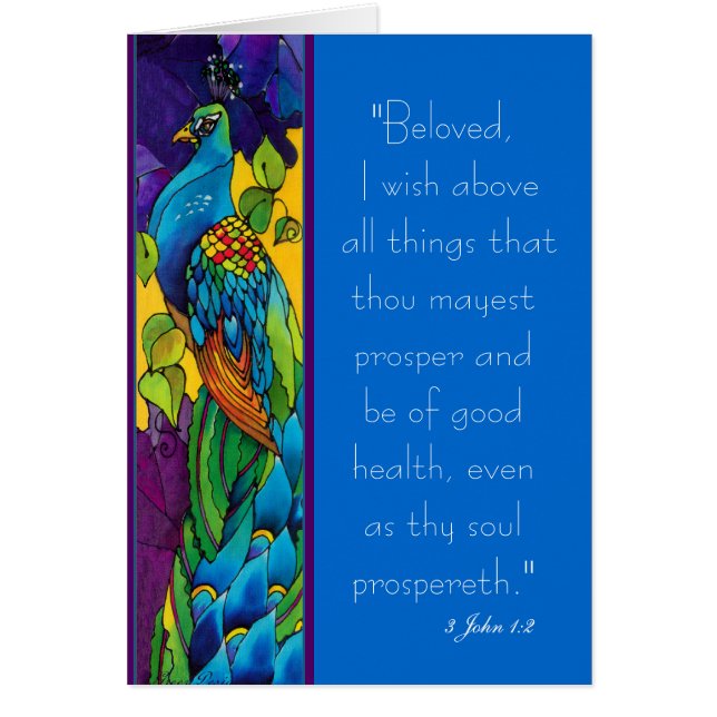 Peacock Art-målning Hälsningskort (Framsidan)