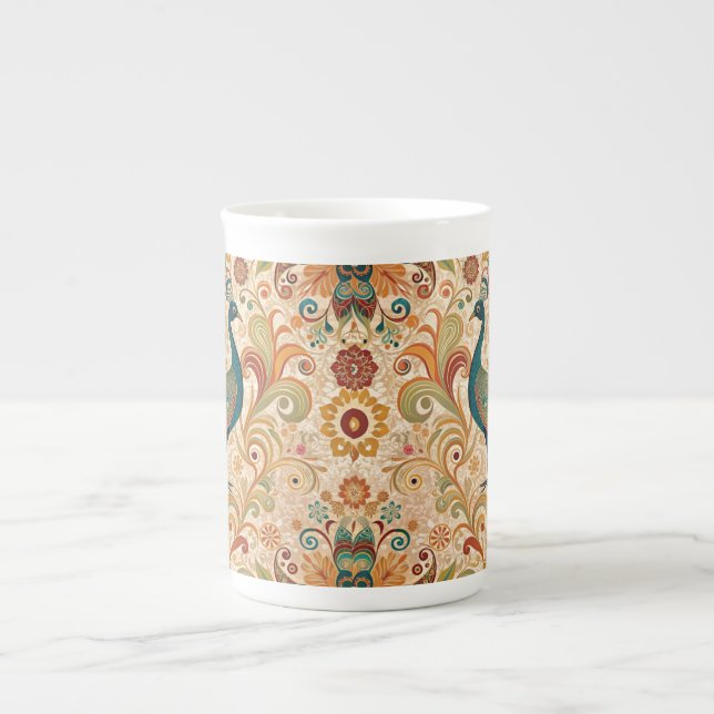 Peacock Art Morris Style Benporslin Mugg (Framsidan)