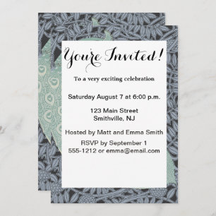 Peacock Art nouveau Bird Classic Inbjudningar