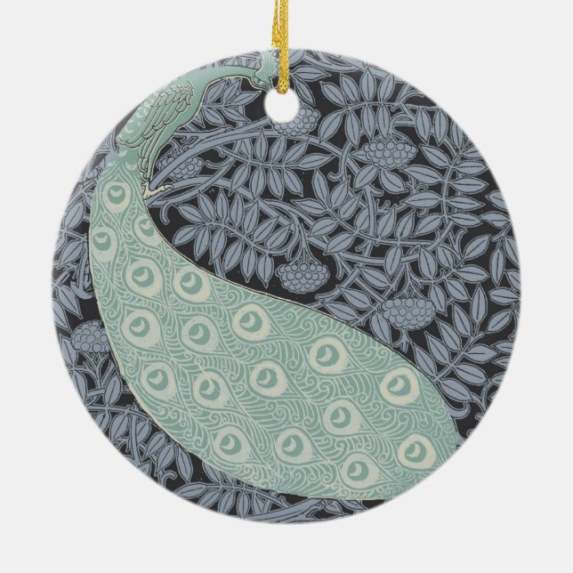 Peacock Art nouveau Bird Classic Julgransprydnad Keramik (Baksidan)