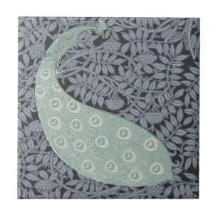 Peacock Art nouveau Bird Classic Kakelplatta