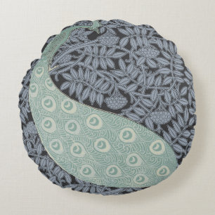 Peacock Art nouveau Bird Classic Rund Kudde