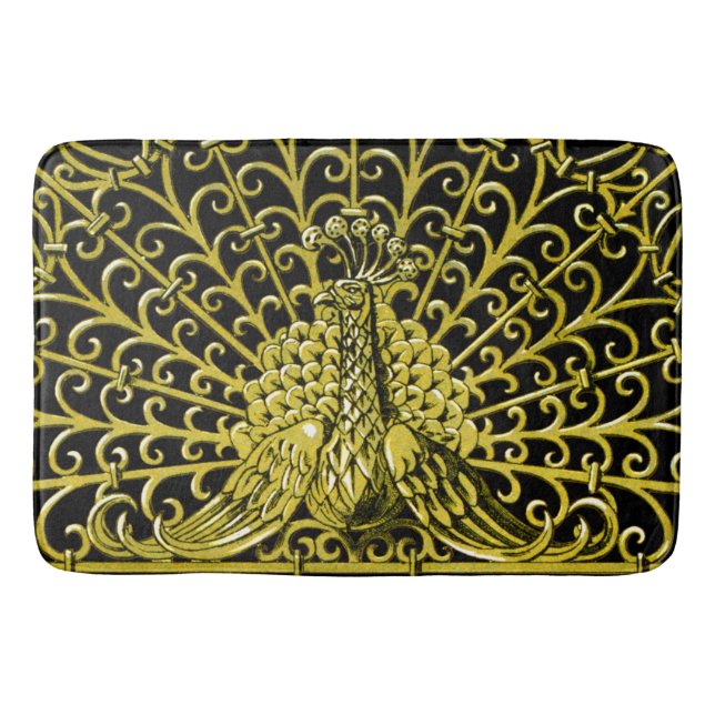 Peacock art nouveau Guld Badrumsmatta (Framsidan)