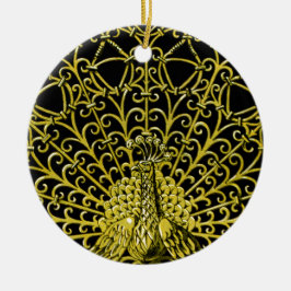 Peacock art nouveau Guld Julgransprydnad Keramik