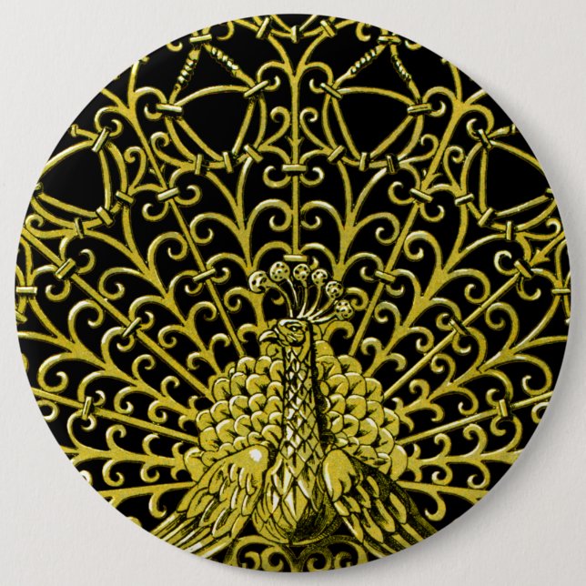 Peacock art nouveau Guld Knapp (Framsida)