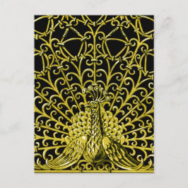 Peacock art nouveau Guld Vykort
