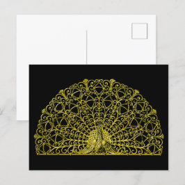 Peacock art nouveau Guld Vykort
