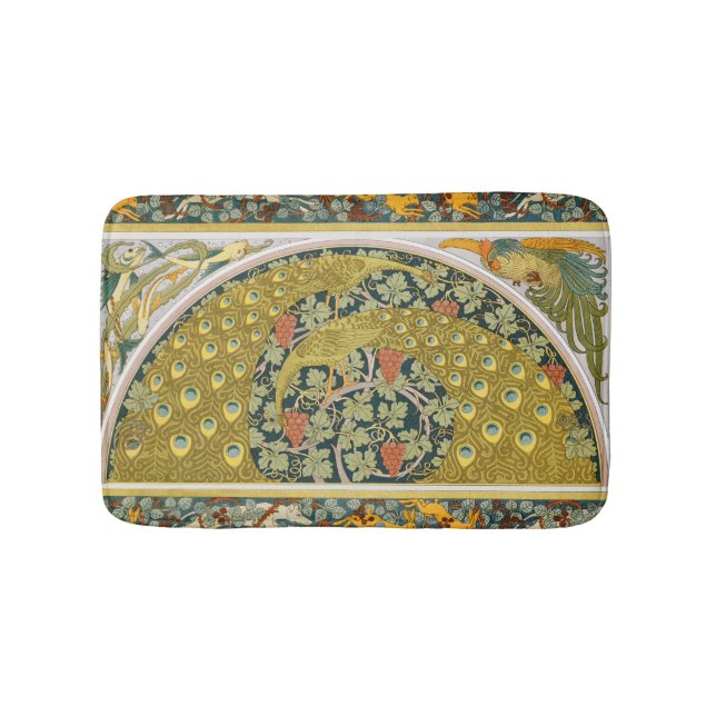 Peacock Art nouveau Stil runda, berikande utformni Badrumsmatta (Framsidan)