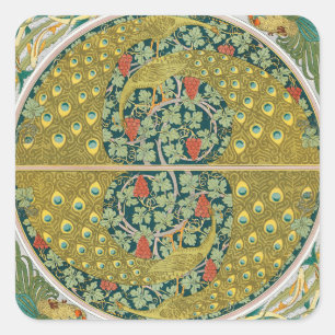 Peacock Art nouveau Stil runda, berikande utformni Fyrkantigt Klistermärke