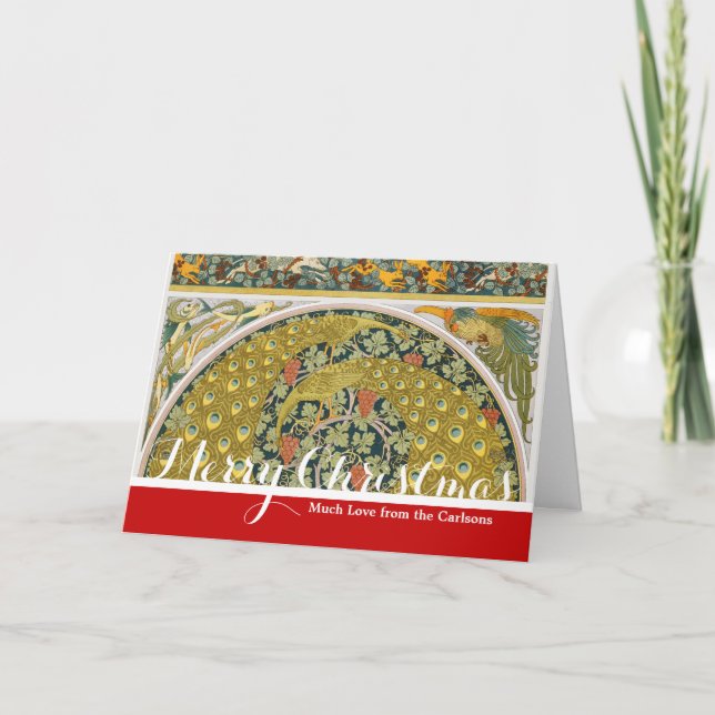 Peacock Art nouveau Stil runda, berikande utformni Helgkort (Framsida)